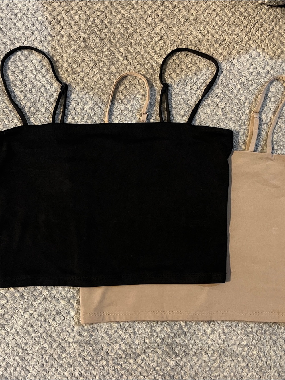 Express Black and Beige Double Pack Cropped Camisole Tops